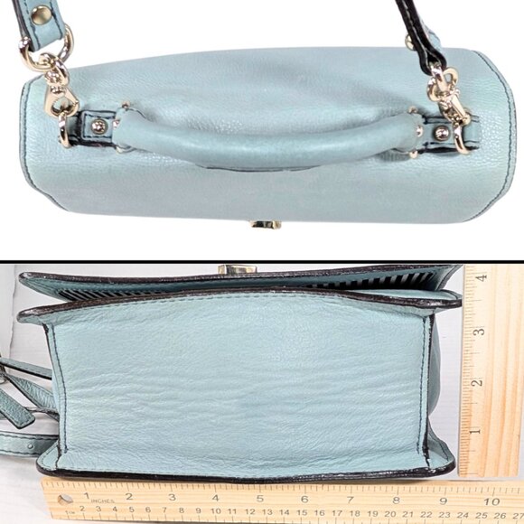 Kate Spade Bright Carlyle Light BlueLeather Turn Lock Flap Satchel Crossbody - Picture 4 of 9